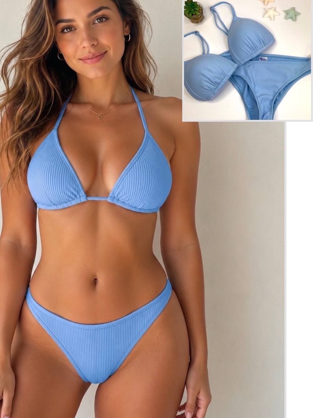 NWOT Malibu Dream Girl Sky Blue Bikini w/ Hipster